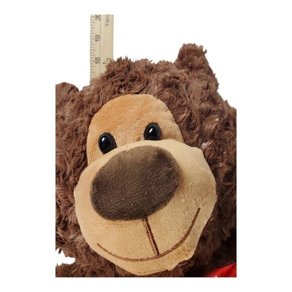 Bear Plush Brown 17" Red Hearts Love Valentine's Stuffed Animal Toy Cuddly Furry - Picture 7 of 10
